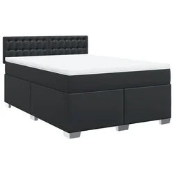 Vidaxl Box spring postelja z vzmetnico črn 140x200 cm umetno usnje