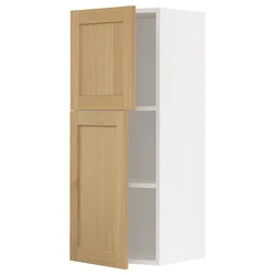 METOD Viseča omarica s policami/2 vrati, bela/Forsbacka hrast, 40x100 cm