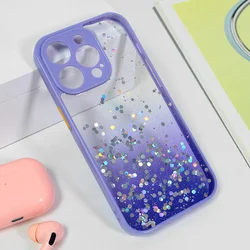 Maska za mobilni telefon iPhone 15 Pro FRAME GLITTER, Ljubičasta