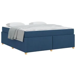Vidaxl Konstrukcija postelje z vzmetnico Modra 180 x 200 cm blago