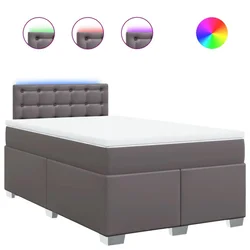 Vidaxl Box spring postelja z vzmetnico siva 120x200 cm umetno usnje