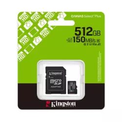Micro SD kartica Kingston 512GB Canvas Select Plus Class 10UHS-I U3 V30 A1 Read up to 150MB/s,w/SD adapter