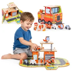Ecotoys lesen komplet gasilske postaje, garaža z dodatki