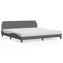 Vidaxl Posteljni okvir Dover temno siv 200x200 cm blago
