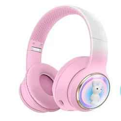 Bluetooth slušalice akz-53 rabbit 5.3bt 6d pink