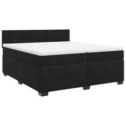 Vidaxl Box spring postelja z vzmetnico črna 200x200 cm žamet
