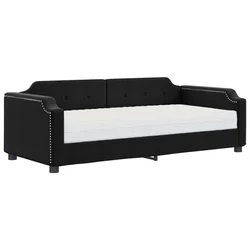 Vidaxl Dnevna postelja z vzmetnico črna 80x200 cm blago