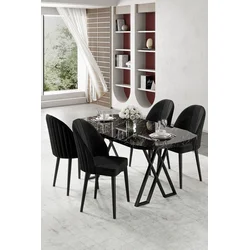 Hanah Home Trpezarijski set, 5 komada, Crni