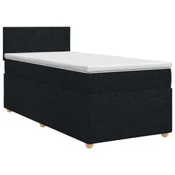 vidaXL Postelja boxspring z vzmetnico Črna 90 x 200 cm Blago