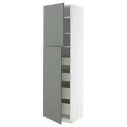 METOD / MAXIMERA Vis.el. s 2 vrata/4 fioke, bela/Nickebo mat sivozelena, 60x60x220 cm