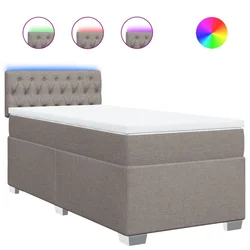 Vidaxl Box spring postelja z vzmetnico taupe 90x200 cm blago