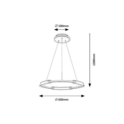 Rabalux Visilica Sindri, LED 45W, 3200lm, DIP prekidač 3000-4000K, R60cm, Crna