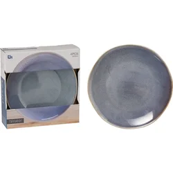 Excellent Houseware Ploščat krožnik, komplet 4 kosov, premer 28 cm, modra barva