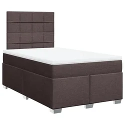 Vidaxl Box spring postelja z vzmetnico temno rjav 120x200 cm blago