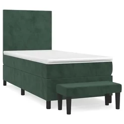 Vidaxl Box spring postelja z vzmetnico temno zelen 90x190 cm žamet