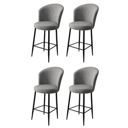 Hanah Home Set barskih stolica Alte, 4 komada, Sivo-crni