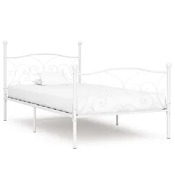 Okvir za krevet s podnicama bijeli metalni 100 x 200 cm