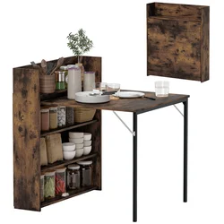 HOMCOM HOMCOM Jedilna miza MDF, jeklo 90D x 80Š x 93V cm rustikalno rjava, (5000242573)