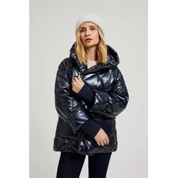 Womens quilted metallic jacket MOODO - dark blue