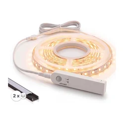 KOMPLET 1x LED traka sa senzorom FLEX LED/3,6W/4xAA 2 m + 2x ugradni profil 1 m