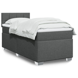 vidaXL Box spring postelja z vzmetnico temno siva 90x200 cm blago