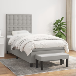 vidaXL Box spring postelja z vzmetnico svetlo siva 90x200 cm blago