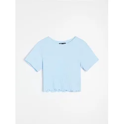 Sinsay - Crop top od strukturirane tkanine - bledoplavo