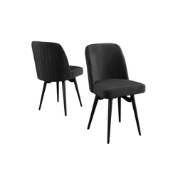 Hanah Home set trpezarijskih stolica Jiva 4 kom, crna tkanina Babyface, crne metalne noge