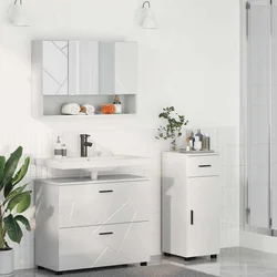 Set namještaja za kupaonicu s ladicama 3 pcs Visoki sjaj bijela