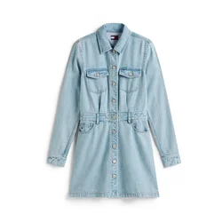 Tommy Jeans Dolga srajca moder denim