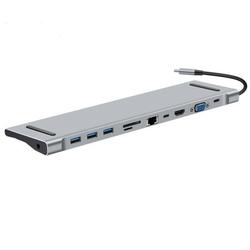 HUB USB type C 11u1 4K-HDMI VGA USB-C PD SD/TF US ( 55-079 )