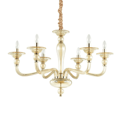 Ideal Lux - Luster na lancu DANIELI 6xE14/40W/230V, prečnik 85 cm, mesing