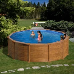 Montažni bazen GRE 3.5m x 1.2m okrugli u boji drveta
