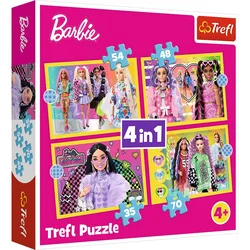 Northix Trefl Barbie sestavljanka 4 v 1 komplet