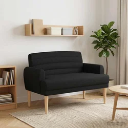 Ljubavni kauč s gumbima Crna 116 x 67 x 80 cm Tkanina