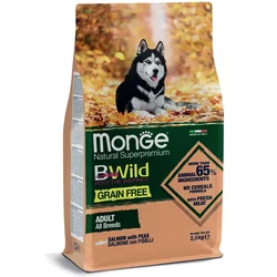 MONGE Suva hrana za odrasle pse svih rasa, losos i grašak bez žitarica Bwild Grain Free 2.5kg