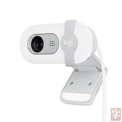 Logitech Brio 100, Full HD 1080p webcam with auto-light balance, integrated privacy shutter, built-in mic, white