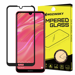 Kaljeno staklo zaštitnik zaslona s okvirom za Huawei Y7 2019 / Y7 Pro 2019 / Y7 Prime 2019 crno