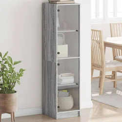 Visoka komoda sa staklenim vratima boja hrasta 35 x 37 x 142 cm