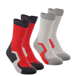 Rdeče visoke pohodniške nogavice CROSSOCKS (2 para) za otroke
