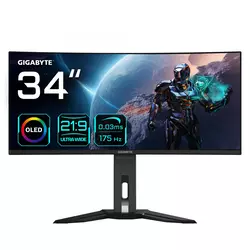 GIGABYTE Monitor MO34WQC, WQHD, 175Hz, USB-C, AMD FreeSync Premium Pro Curved, Crni