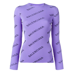Balenciaga-logo ribbed jumper-women-Purple