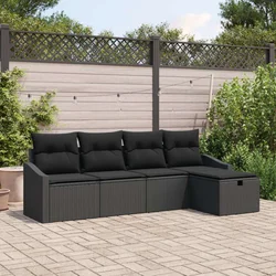 Set sofe s jastukom s pohranom 5 pcs Crna poliratan