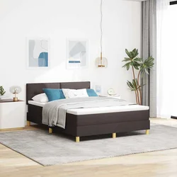 LED Box Spring Krevet Tamno smeđa 160 x 200 cm tkanina