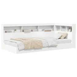 Vidaxl Polica postelja z vzglavjem Bela 90 x 190 cm Konstruiran les