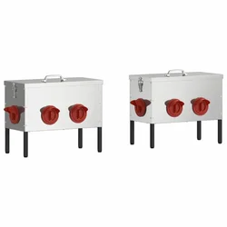 Hranilica za piliće 2 pcs Srebrno 41,5 x 20,5 x 33 cm