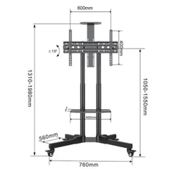 Xstand 32/75 gp Podni pokretni nosac za TV/VESA 600x400/maxTILT od+15-15/do 45kg/gornja polica 208422