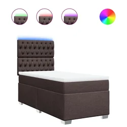 Vidaxl Box spring postelja z vzmetnico temno rjava 90x200 cm blago