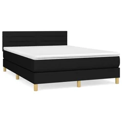 Vidaxl Box spring posteljni z vzmetnico črn 140x190 cm blago