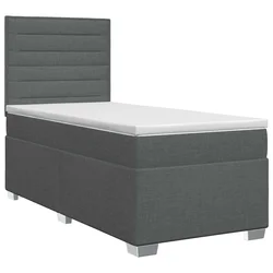 vidaXL Postelja boxspring z vzmetnico Temno siva 100 x 200 cm Blago
